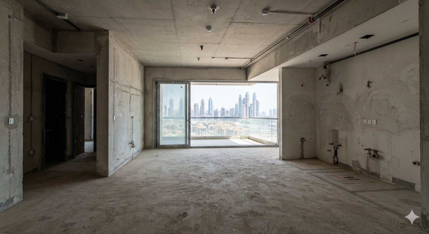 Shell & core — bare concrete apartment before fit-out